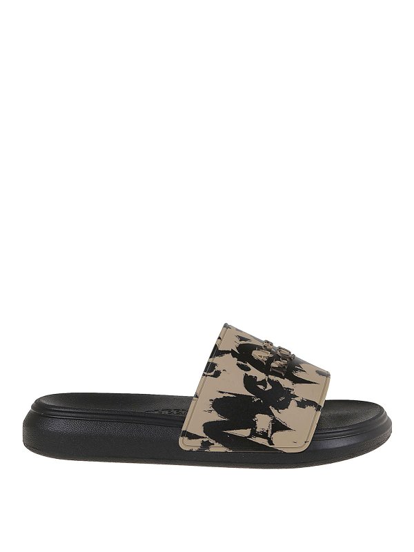 ALEXANDER MCQUEEN: flip flops - Logo-printed pool sliders