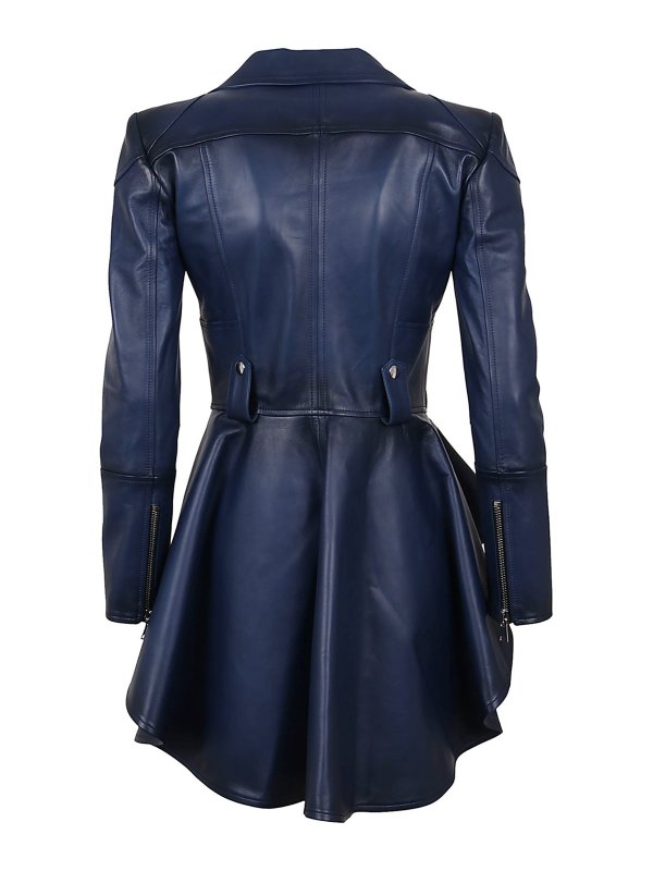 Alexander Mcqueen Leather peplum jacket - Blue | 629379Q5AJ04149