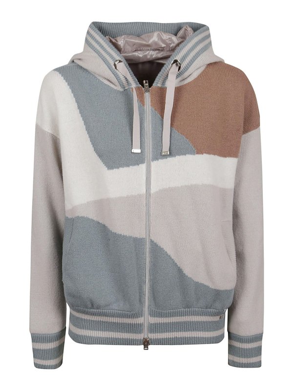 HERNO: casual jackets - Colour block knit wool jacket