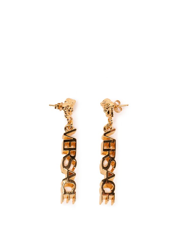 VERSACE: Earrings - Logo drop earrings