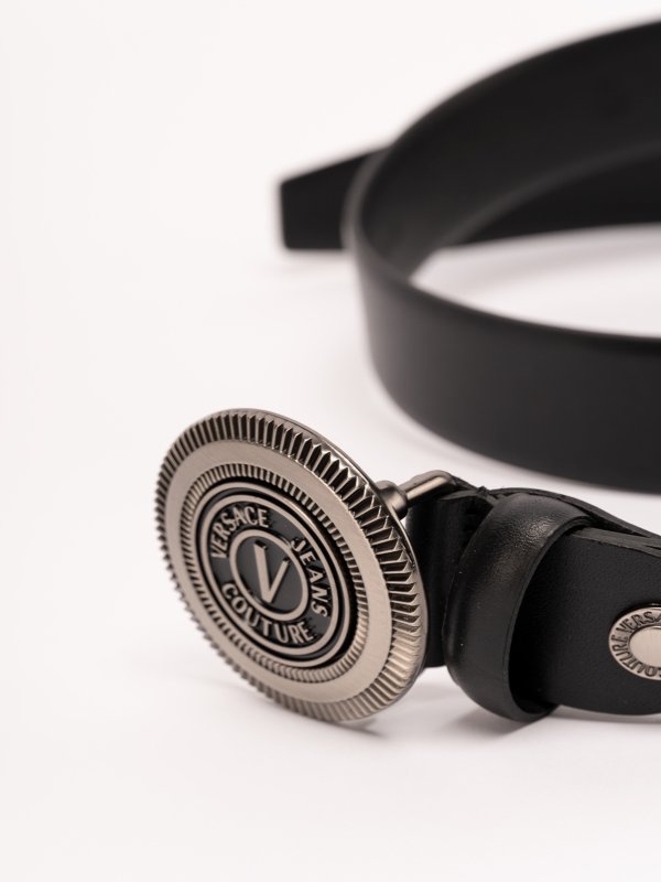 VERSACE JEANS: cinture online - Cintura in pelle con fibbia decorativa