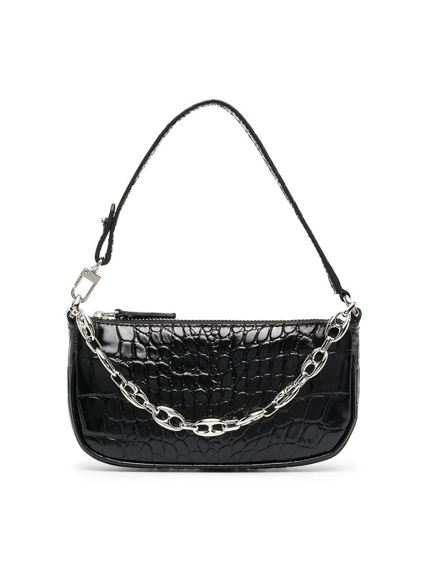 BY FAR: shoulder bags - Crocodile embossed shoulder bag