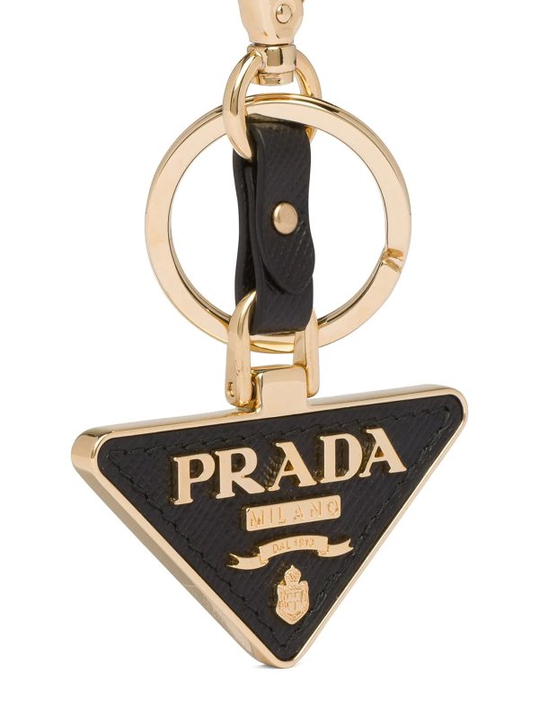 PRADA: key holders online - Triangular logo keyring