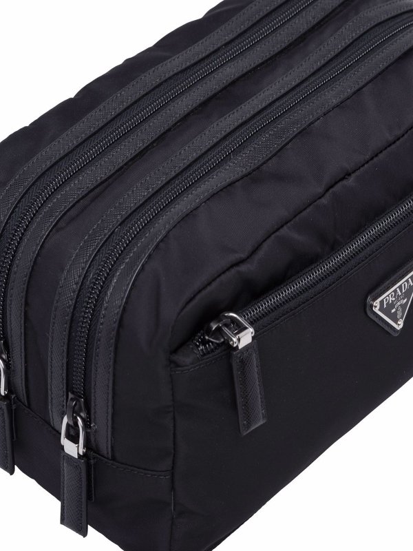 Re-nylon and leather travel pouch shop online: PRADA