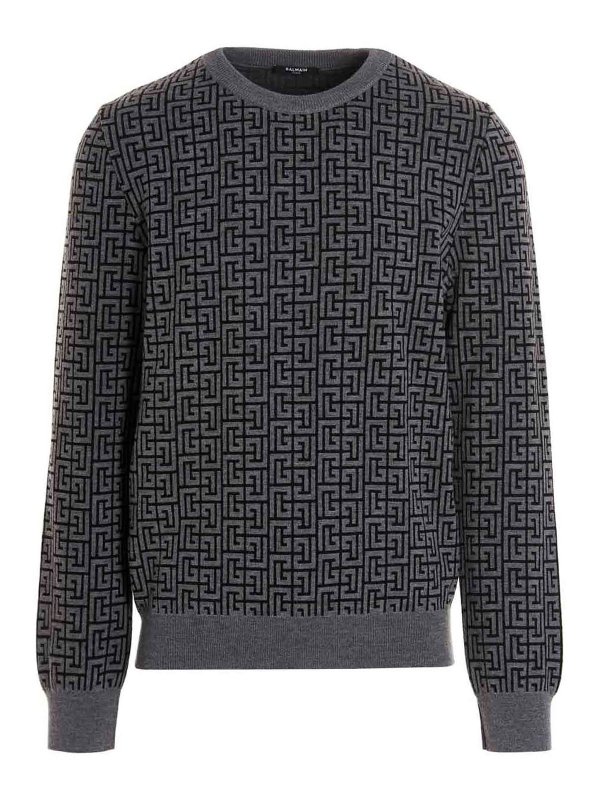 Balmain: Pull col rond - Pull Col Rond - Gris