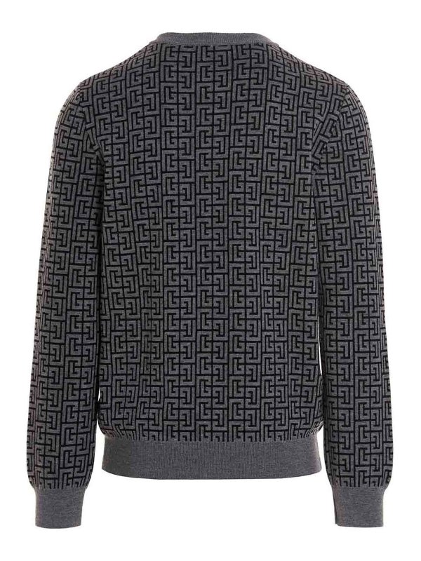 Balmain: Pull col rond online - Pull Col Rond - Gris