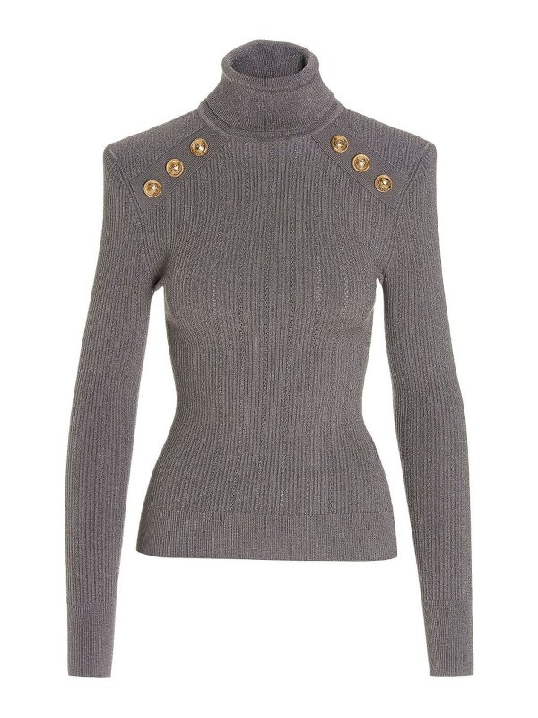 Balmain: Turtlenecks & Polo necks - Button-trimmed turtleneck sweater