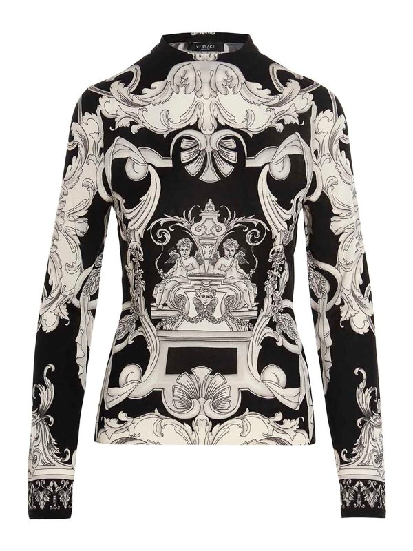 VERSACE: Turtlenecks & Polo necks - Silver baroque sweater