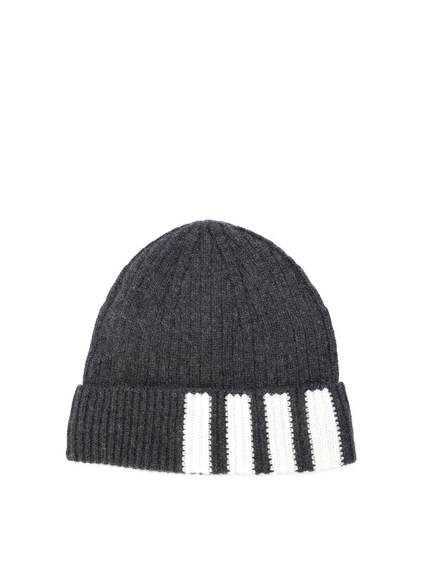 THOM BROWNE: beanies - 4-bar striped cashmere beanie