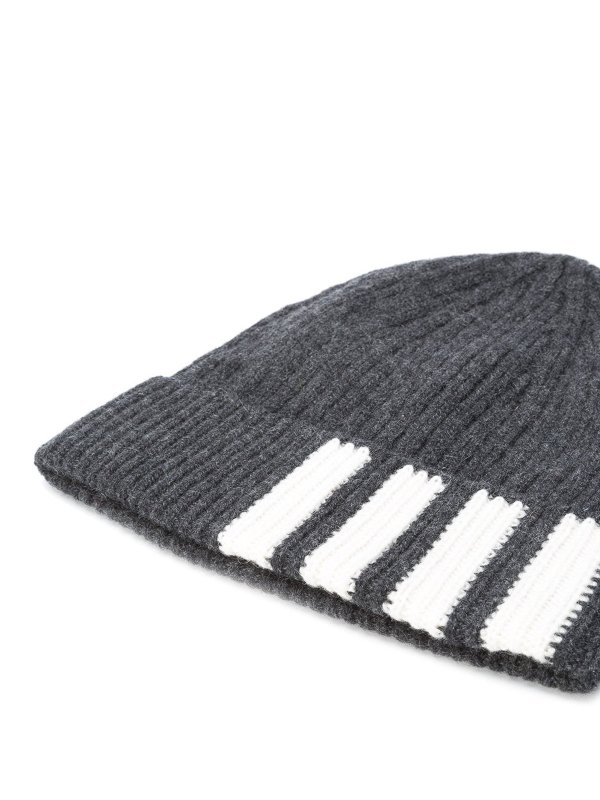 THOM BROWNE: beanies online - 4-bar striped cashmere beanie