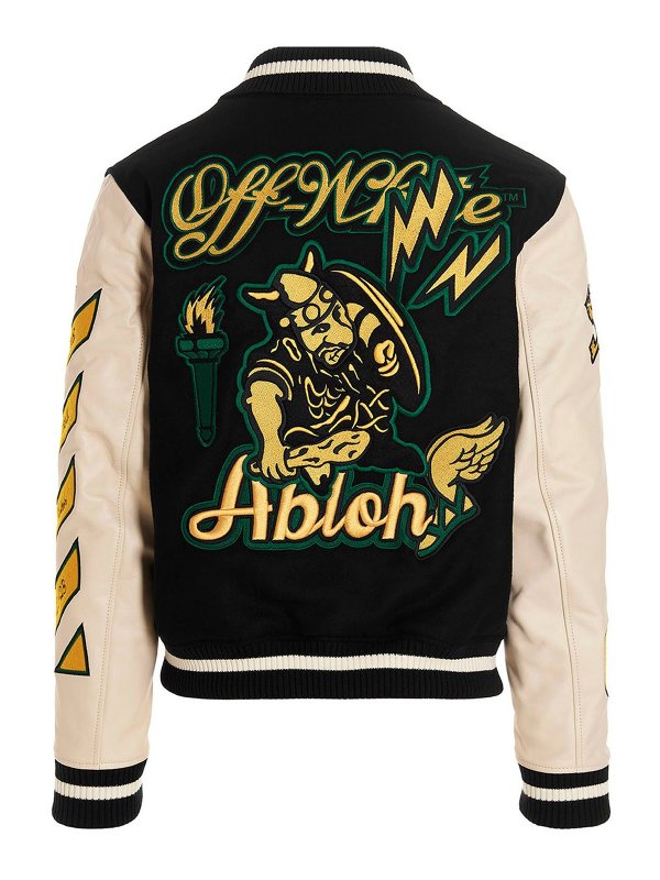 Varsity bomber jacket shop online: OFF-WHITE