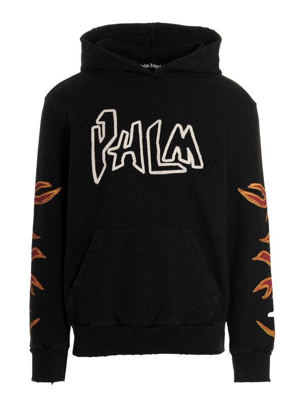 Palm Angels: Sweatshirts & Sweaters - Graffiti flames hoodie