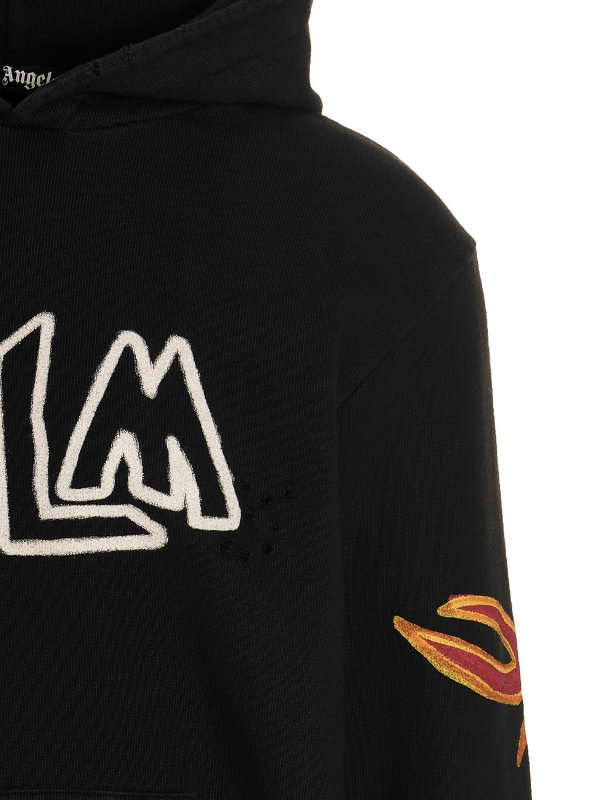 Graffiti flames hoodie shop online: Palm Angels