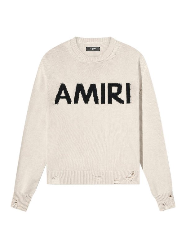 AMIRI: crew necks - Destroyed effect sweater