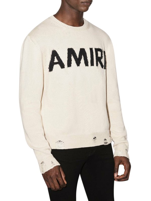 AMIRI: crew necks online - Destroyed effect sweater