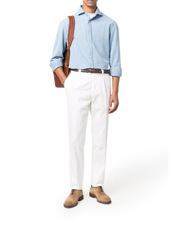 BRUNELLO CUCINELLI: Pantalons casual online - Pantalons Décontractés - Bleu Clair