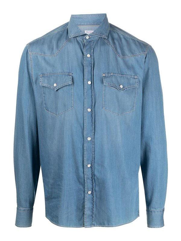 BRUNELLO CUCINELLI: シャツ - シャツ - ライトブルー