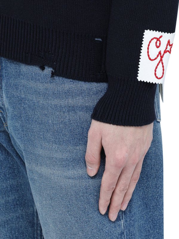 クルーネック - ダークブルー shop online: GOLDEN GOOSE