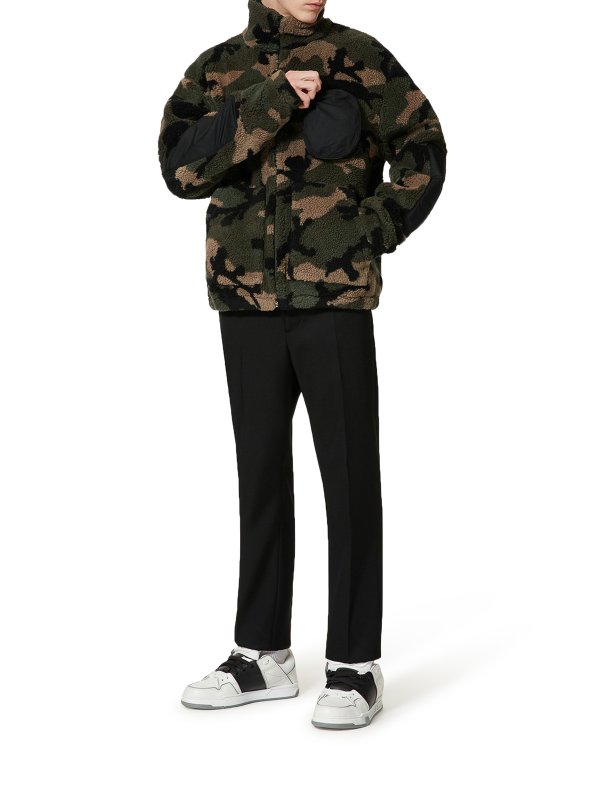 VALENTINO: padded jackets online - Camouflage  patterned teddy jacket