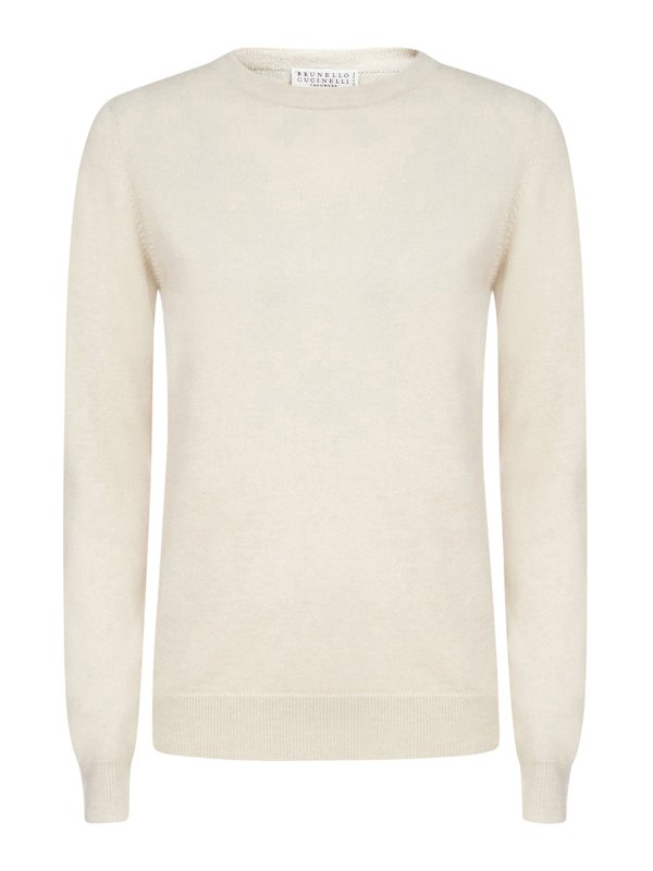 BRUNELLO CUCINELLI: Strickpullover mit Rundhalsausschnitt - Rundhalspullover - Beige