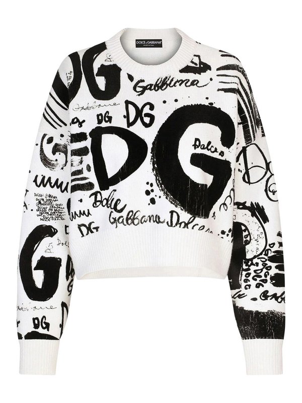 DOLCE & GABBANA: Suéteres con cuello pico - Suéter Cuello Redondo - Blanco