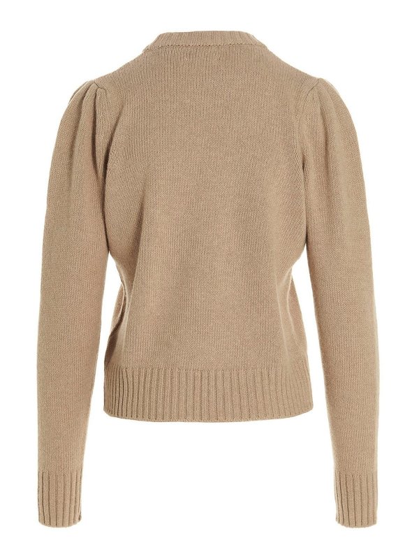 GANNI: Strickpullover mit Rundhalsausschnitt online - Rundhalspullover - Beige