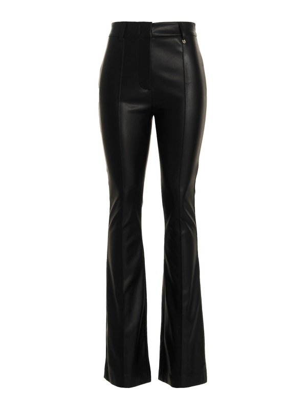 Liu Jo: レザートラウザー - レザーパンツ - 黒