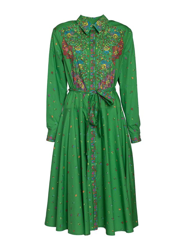 KENZO: knee length dresses - Paisley flower shirt dress