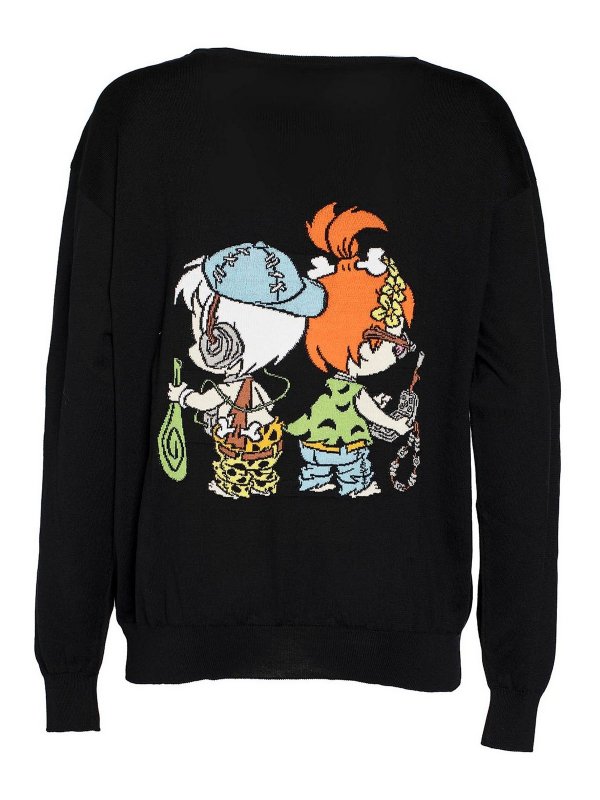 MOSCHINO: Strickpullover mit Rundhalsausschnitt online - Rundhalspullover - Schwarz