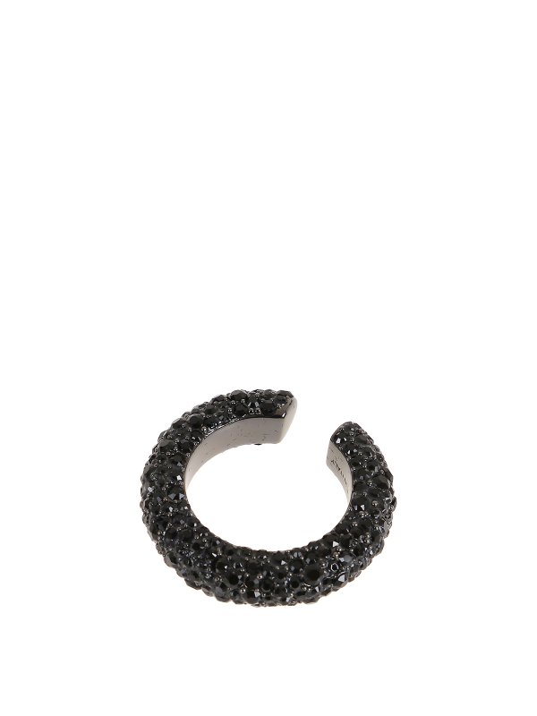 ALEXANDER MCQUEEN: Earrings - Brass pave round ear hook