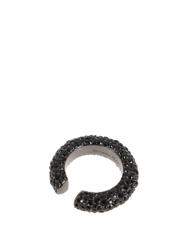ALEXANDER MCQUEEN: Earrings online - Brass pave round ear hook