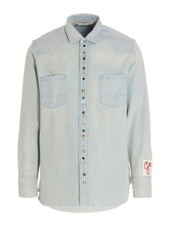 GOLDEN GOOSE: shirts - Bleached denim shirt