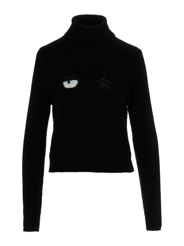 CHIARA FERRAGNI: Rollkragenpullover  und Polo-Ausschnitt - Rollkragenpullover - Schwarz