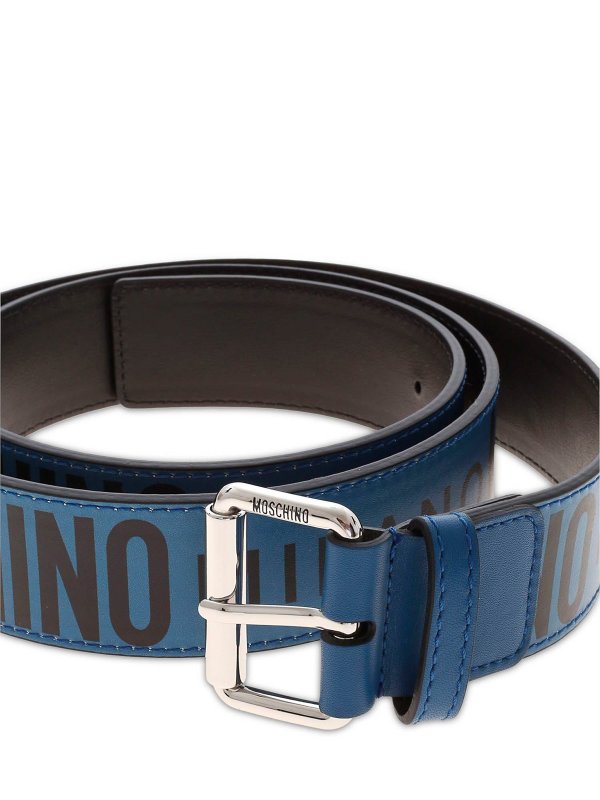 MOSCHINO: belts online - Metal logo leather belt