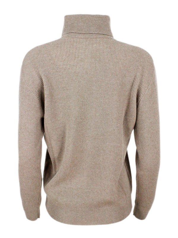 BRUNELLO CUCINELLI: Turtlenecks & Polo necks online - Embellished collar cashmere turtleneck