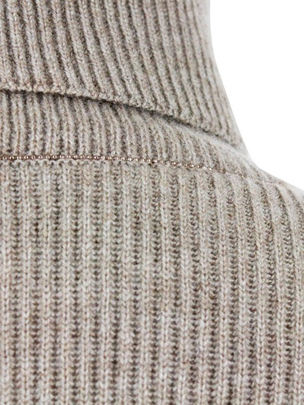 Embellished collar cashmere turtleneck shop online: BRUNELLO CUCINELLI
