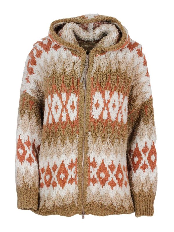 BRUNELLO CUCINELLI: casual jackets - Patterned Teddy effect hooded jacket