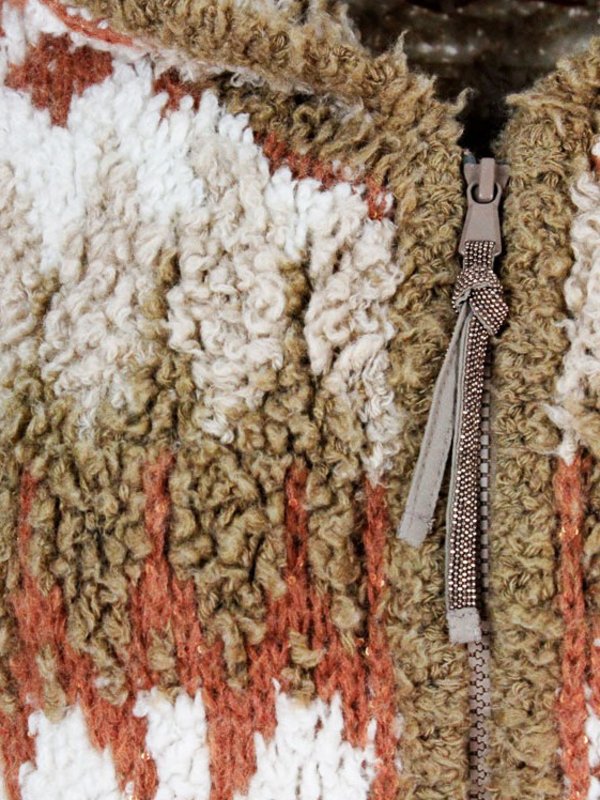 Patterned Teddy effect hooded jacket shop online: BRUNELLO CUCINELLI