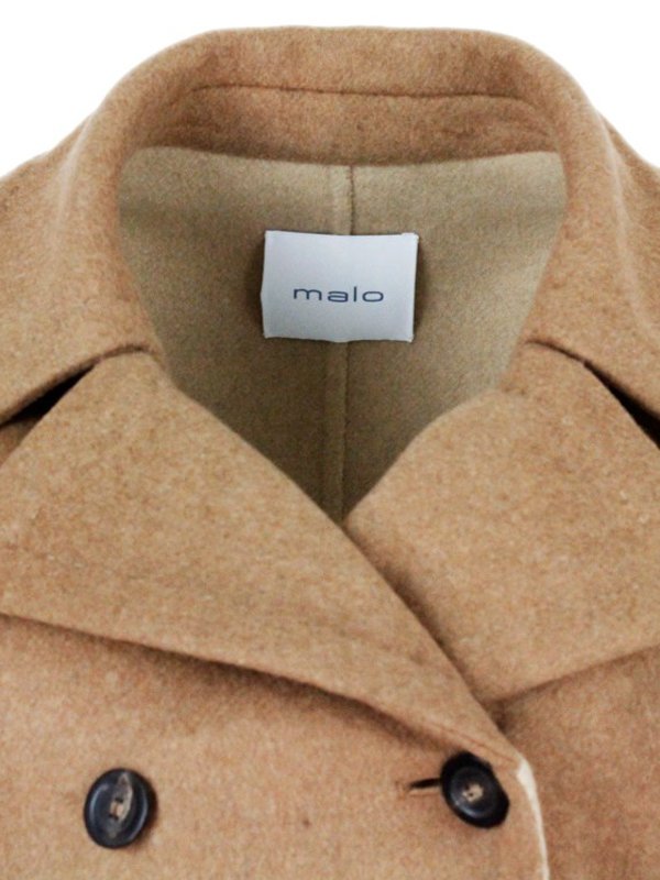 Wool and cashmere double-breasted coat shop online: MALO