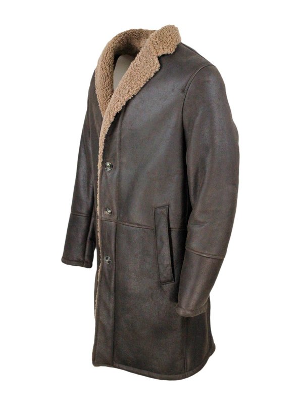 iKRIX BARBA: leather coats - Shearling single-breasted coat