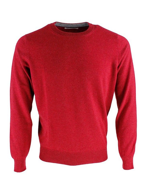 BRUNELLO CUCINELLI: Strickpullover mit Rundhalsausschnitt - Rundhalspullover - Rot