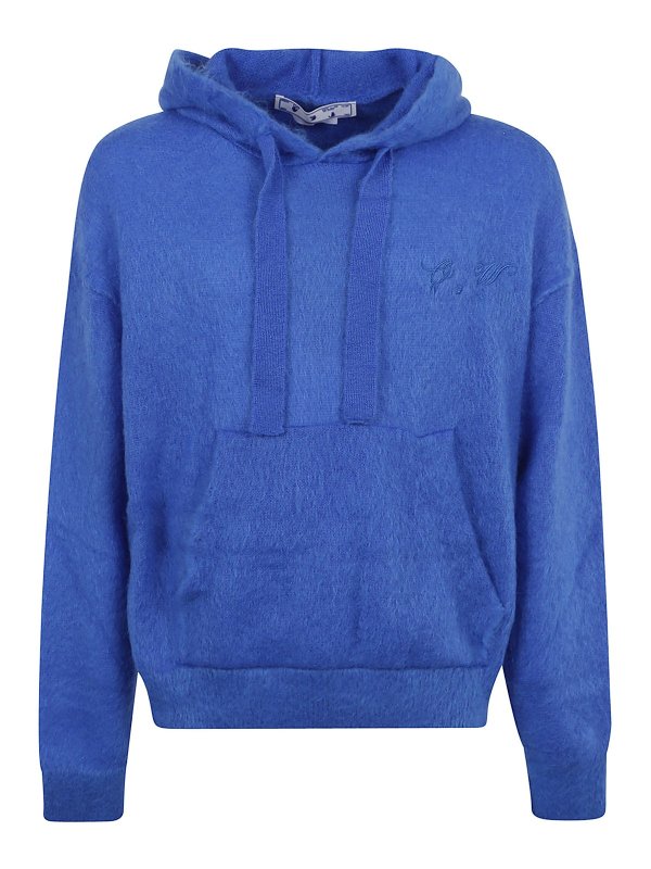 OFF-WHITE: Pull col rond - Pull Col Rond - Bleu