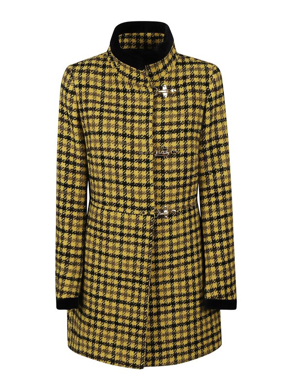 FAY: short coats - Checkered wool coat