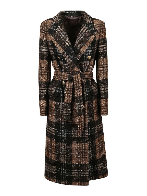TAGLIATORE: trench coats - Wool coat with belt