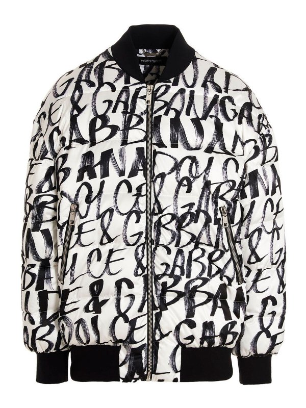 DOLCE & GABBANA: padded jackets - Logo bomber jacket