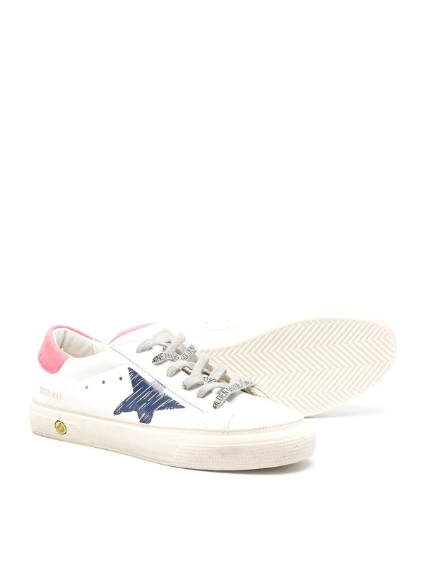 GOLDEN GOOSE: trainers - White leather sneakers with laces