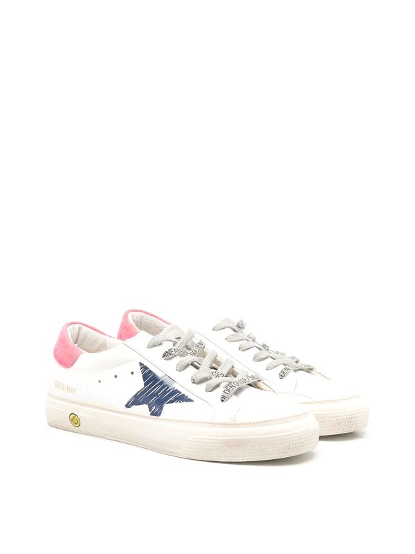 GOLDEN GOOSE: trainers online - White leather sneakers with laces