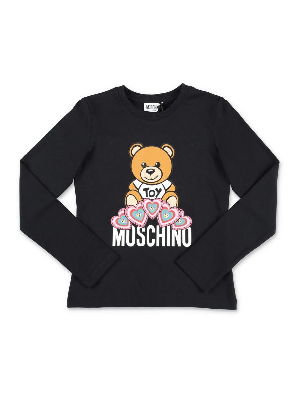 Teddy Bear Cotton Jersey T Shirt in Black - Moschino Kids