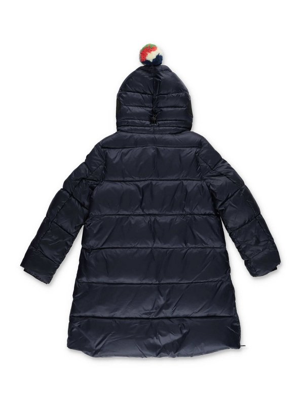 AI RIDERS ON THE STORM: padded jackets online - Blue nylon long down feather jacket with hood