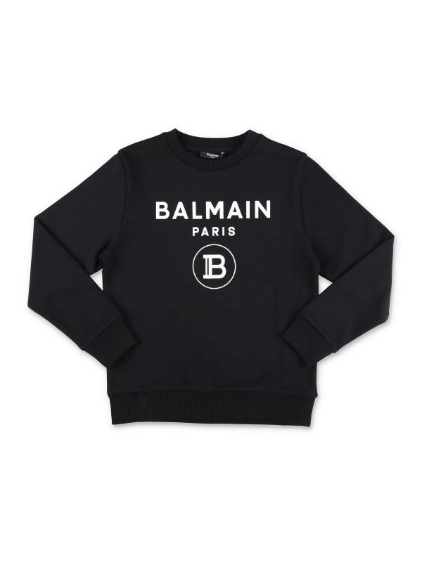 Balmain: Felpe e maglie - Felpa nera in cotone